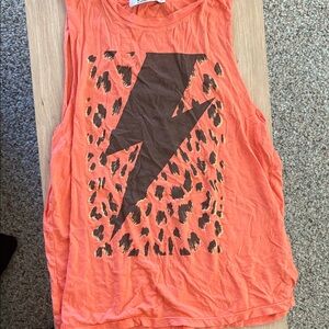 Women’s' Coral Graphic Tank Top with Lightning & Leopard Print